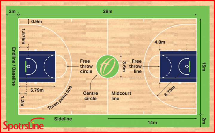 Elements of a basketball court: